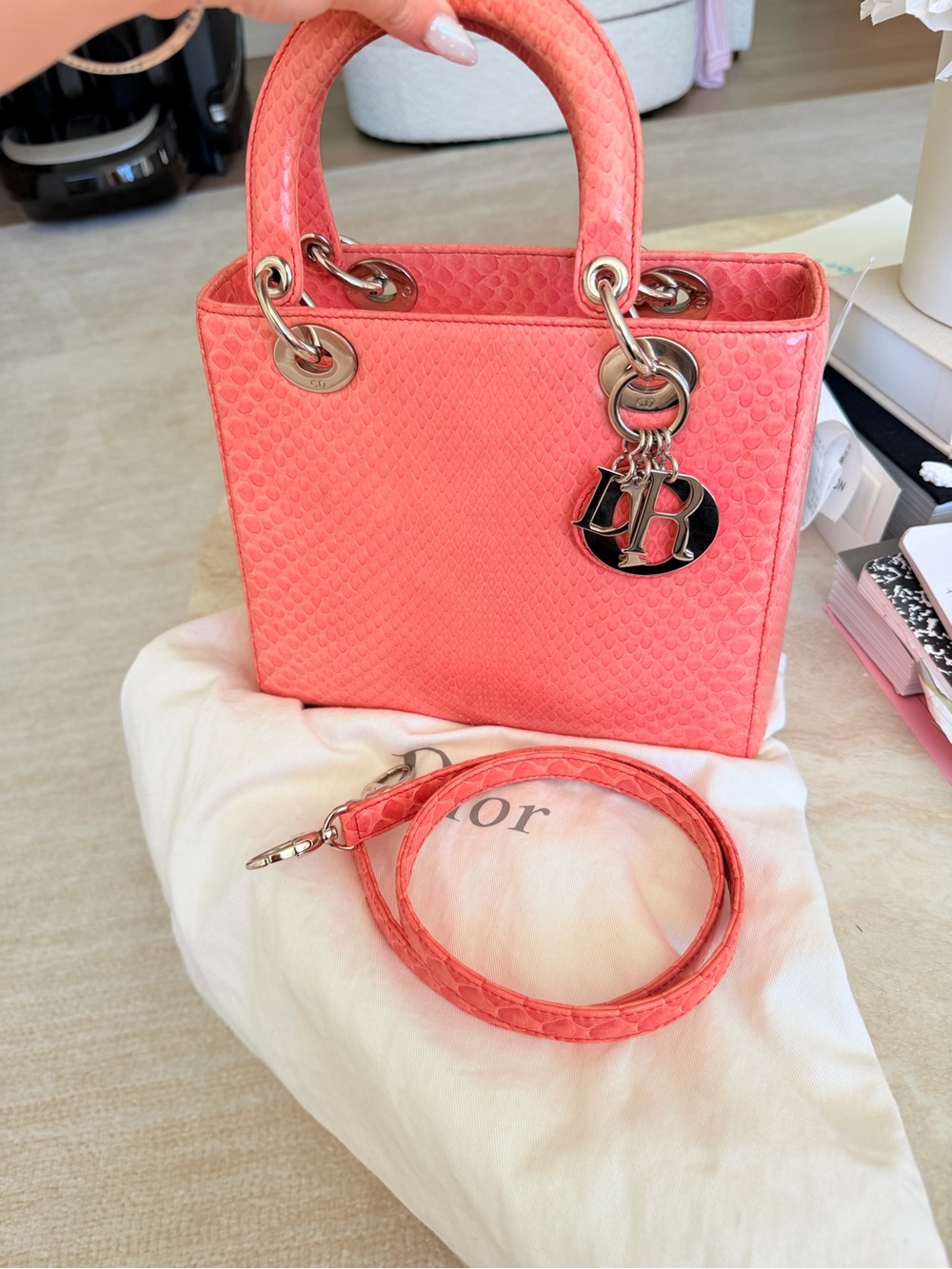 Lady Dior snake skin bag medium - Picture 3 of 8